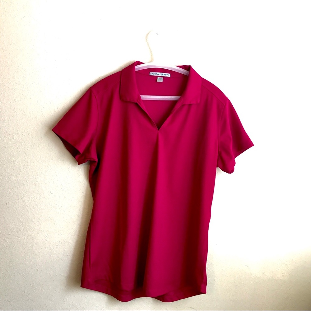 Port Authority fuchsia polo type shirt size L